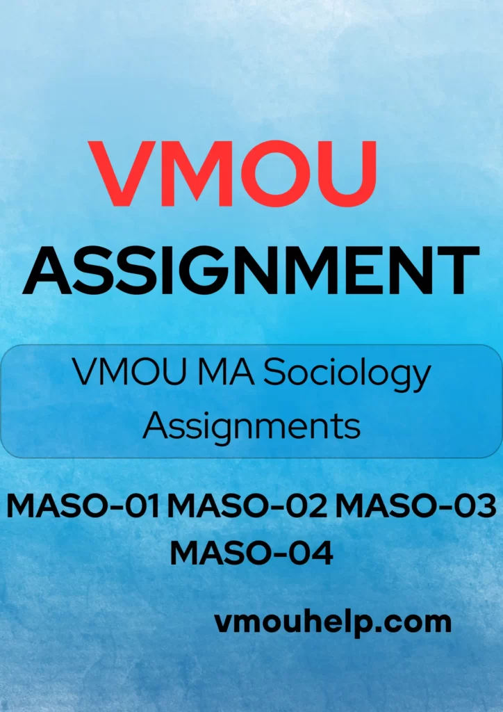 VMOU Kota Master of Arts Sociology (Previous) assignment 2023 MASO-01 MASO-02 MASO-03 MASO-04